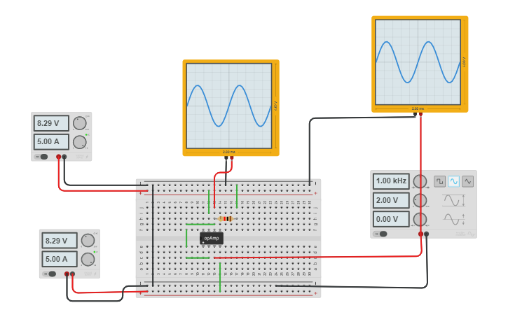 Circuit design Voltage Follower 741 Op-amp - Tinkercad