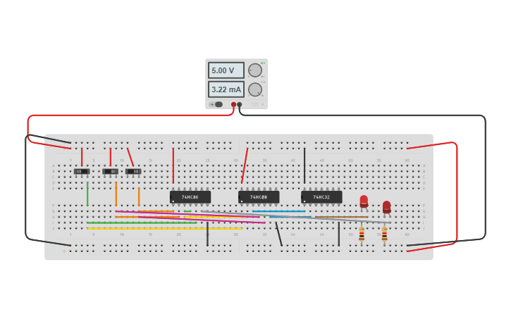 Circuit design Full Adder using Basic gate (exp4) - Tinkercad