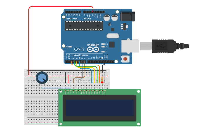 Circuit design LCD Programa 1 | Tinkercad