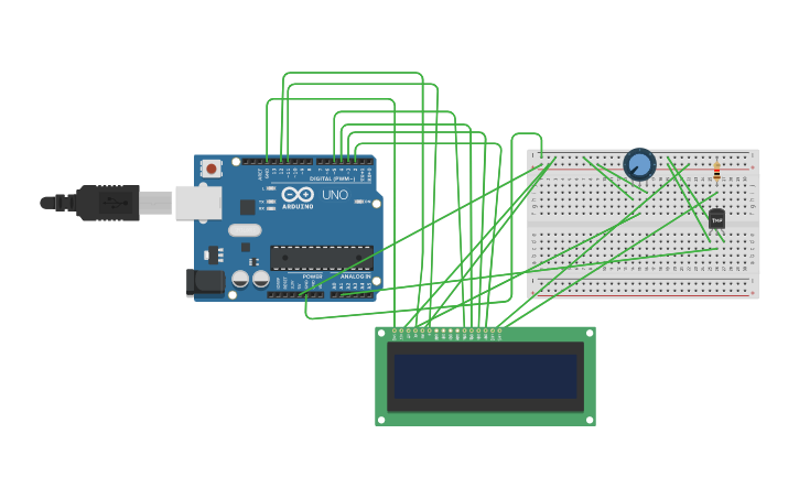 Circuit design Digital thermometer with LCD display using Arduino ...