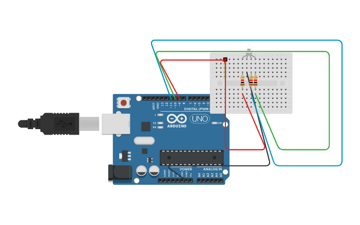 Circuit design RGB LED | Tinkercad