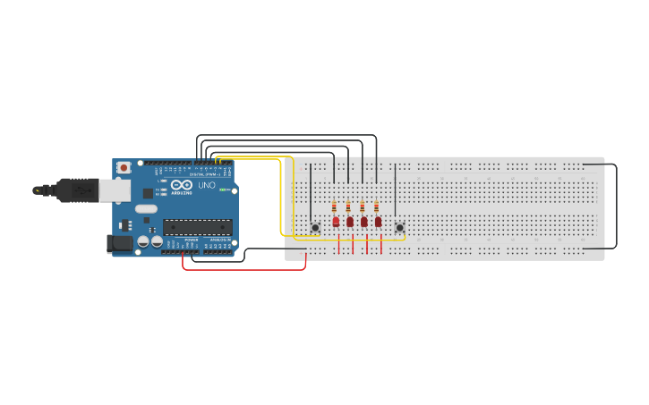 Circuit design Control 4 leduri | Tinkercad