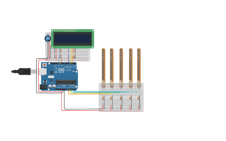 Circuit design Flex sensor and lcd activity - Tinkercad