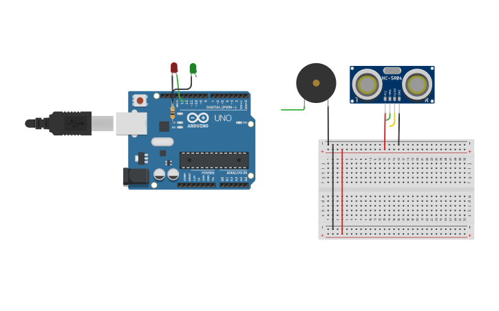 Circuit design Ultrasonic Sensor Using Arduino - Tinkercad