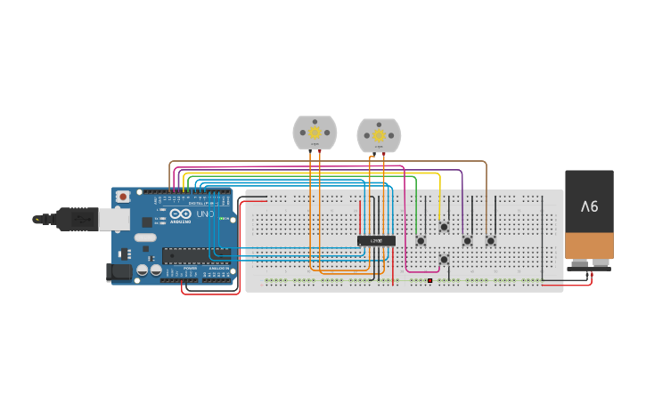 Circuit Design Motor Dc Ponte H Arduino Controle De Direção Tinkercad