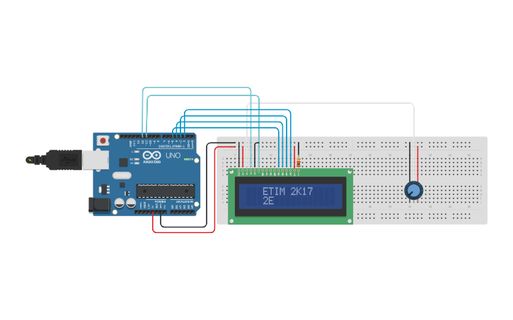 Circuit design LCD 16×2 - Tinkercad