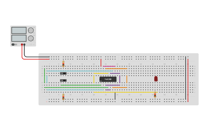 Circuit design XOR using NAND - Tinkercad