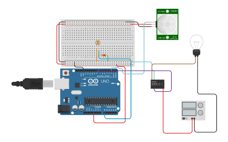 Circuit design Automatic Room Lighting - Tinkercad