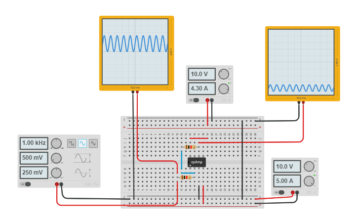 Circuit design Aplificador inversor | Tinkercad