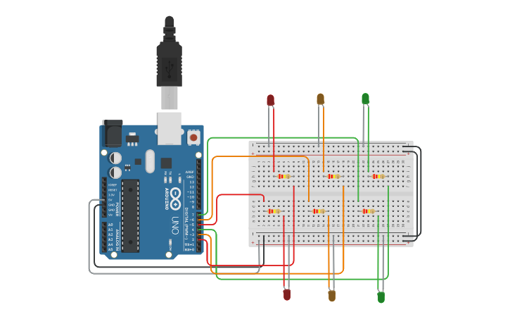 Circuit design 2-Way Traffic Light - Tinkercad