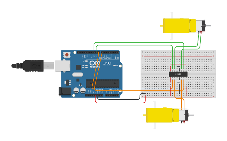 Circuit design puente H y motores - Tinkercad