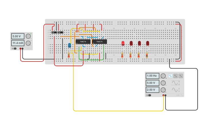 Circuit Design 4 Bit Johnson Counter Tinkercad 8021