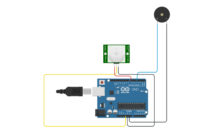 Circuit design PIR sensor | Tinkercad