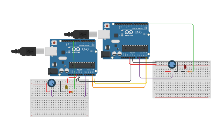 Circuit design ejercicio 2 Comunicación protocolo I2C - Tinkercad