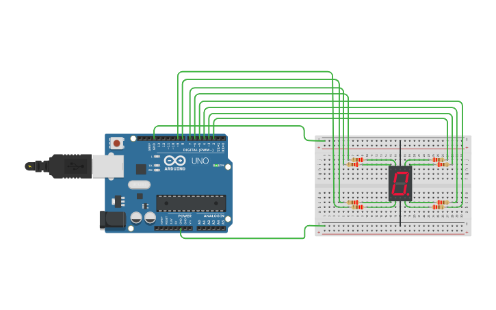 Circuit design 7 Segments - Tinkercad