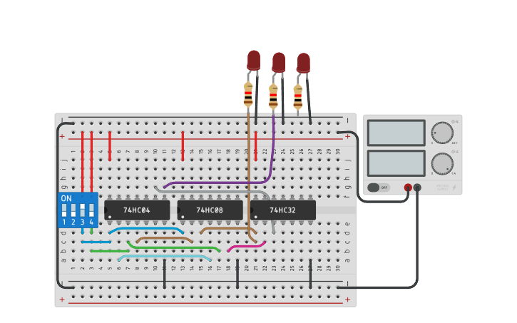 Circuit design 1 Bit Magnitude Comparator - Tinkercad