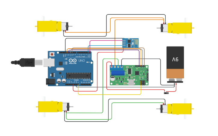 Circuit design Arduino car - Tinkercad