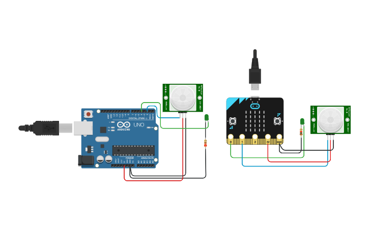 Circuit design 01 PIR Motion Sensor (basic) | Tinkercad