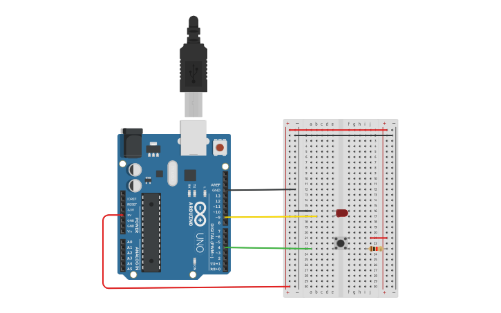 Circuit design Timed LED button code thing | Tinkercad