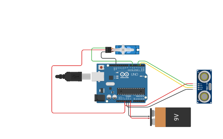 Circuit design smartbin project - Tinkercad