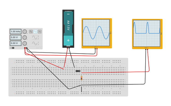 Circuit Design Biased Series Negative Clipper Tinkercad