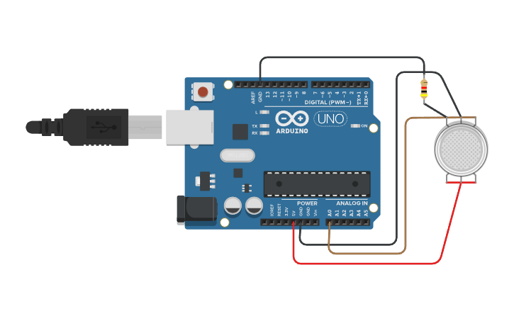 Circuit design Copy of Gas Sensor with Arduino - Tinkercad