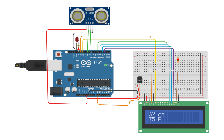 Circuit Design Tmp Sensor,ultrsonic And Lcd Task 