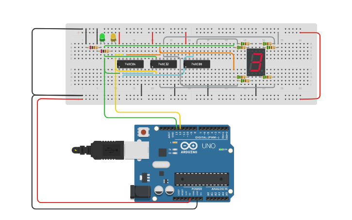 Circuit design 2 bit counter - Tinkercad