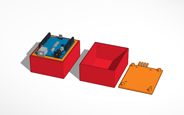 3D design Arduino Uno board mount and parts box - Tinkercad