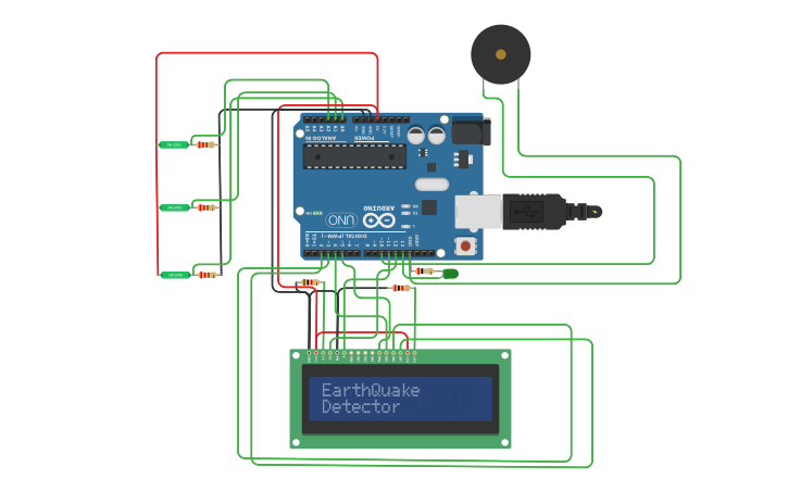 Circuit design Copy of Earthquake Detector Alarm - Tinkercad