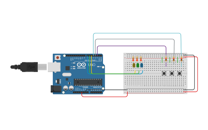 Circuit design 3 modes system - Tinkercad