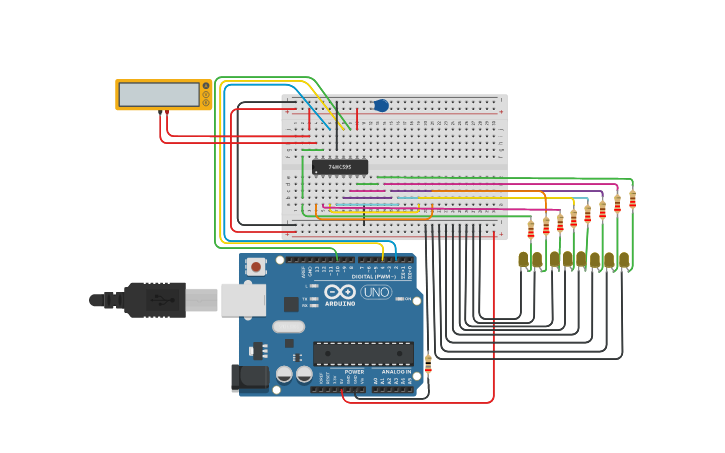 Circuit design Shift Register - Tinkercad