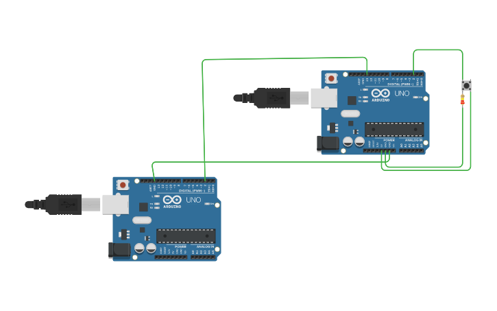 Circuit design Communication between two Arduino - Tinkercad