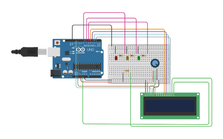 Circuit design semaforo lcd - Tinkercad