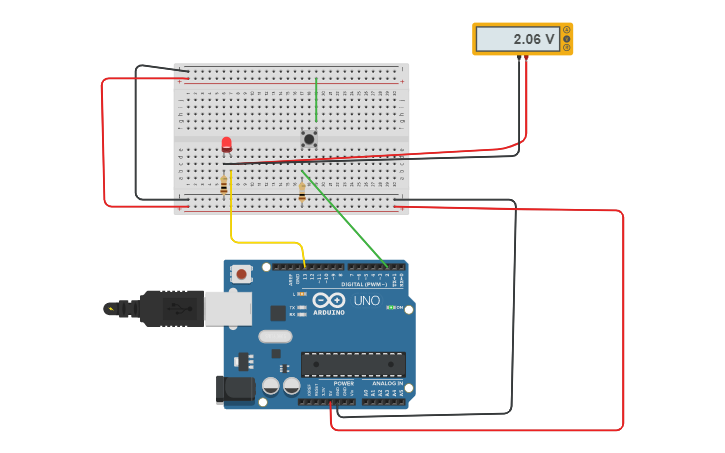 Circuit design LED on/off project | Tinkercad