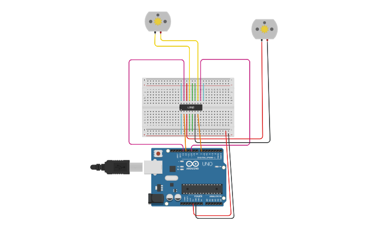 Circuit design Motores CC | Tinkercad