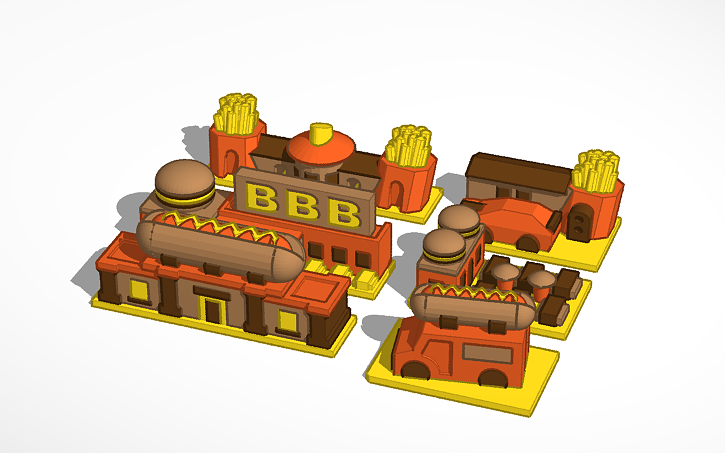 3D design street 6-buildings - Tinkercad