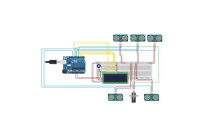 Circuit design CAR PARKING SYSTEM USING ARDUINO - Tinkercad