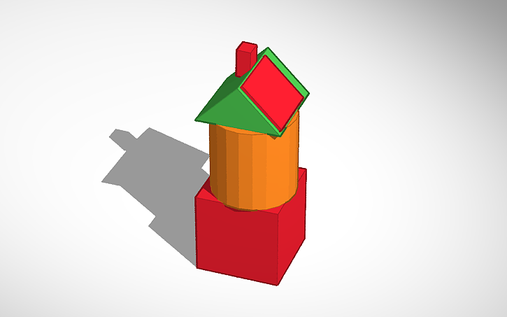 3D design Copy of L565A - Box, Cylinder, Roof, Chimney - Tinkercad