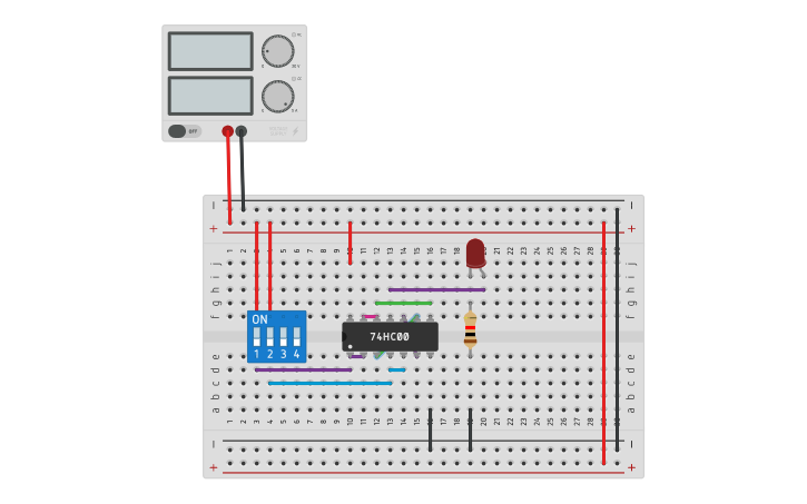 Circuit design NOR USING NAND | Tinkercad