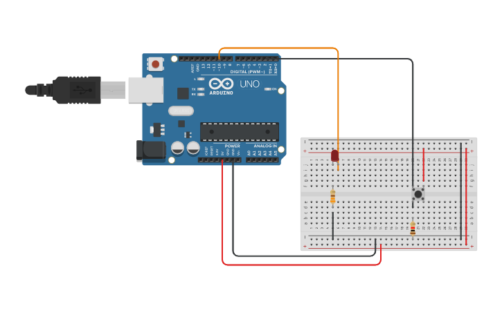Circuit design Accensione di un Led con un pulsante ed Arduino | Tinkercad
