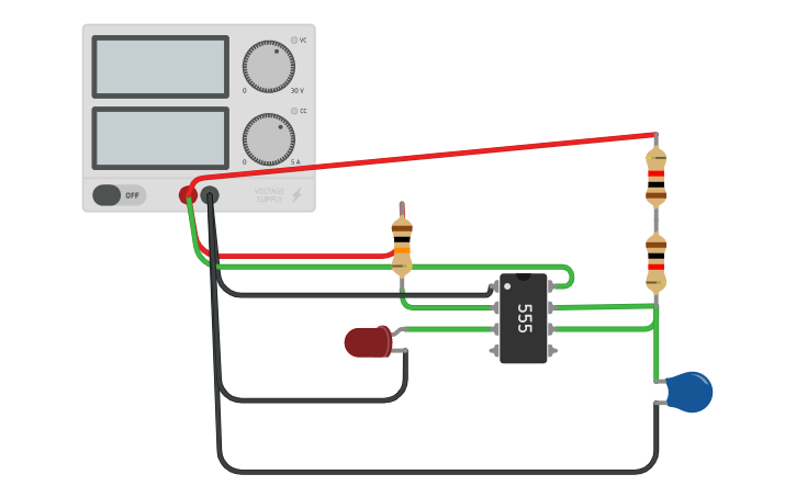 Circuit design Monostable multivibrator using 555 timer - Tinkercad