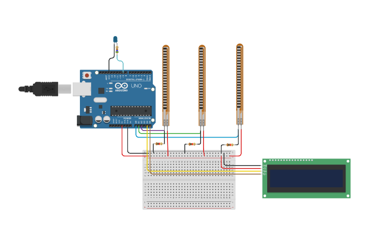 Circuit design Copy of Arduino FSR using Flex Sensor - Tinkercad