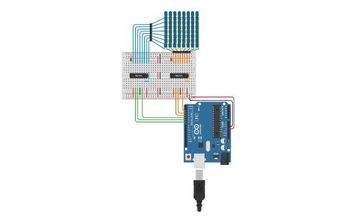 Circuit design Arduino - 8x8 Led Matrix - SR 74HC595 - Tinkercad