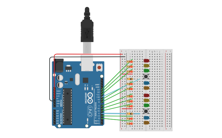 Circuit design Traffic Intersection - Tinkercad