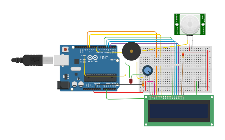 Circuit design PIR Circuit - Tinkercad
