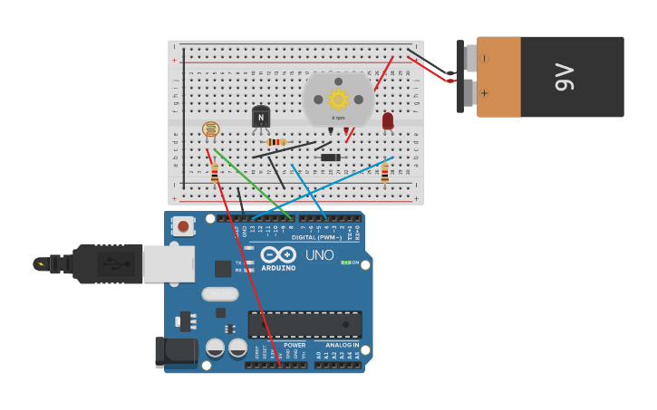 Circuit design ldr-motor - Tinkercad