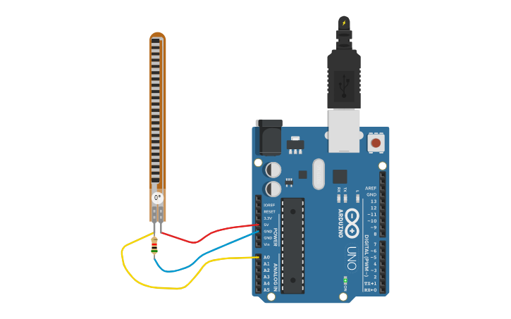 Circuit design Copy of Flex Sensor (6310460115) - Tinkercad