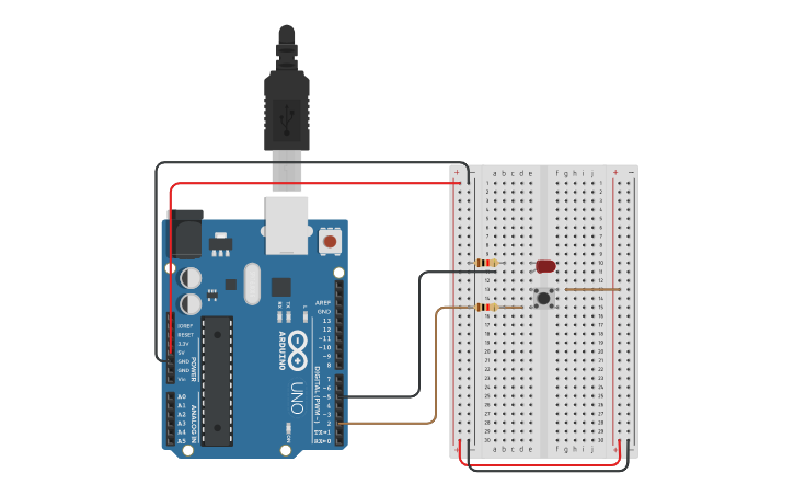 Circuit design Push button(on/off) - Tinkercad
