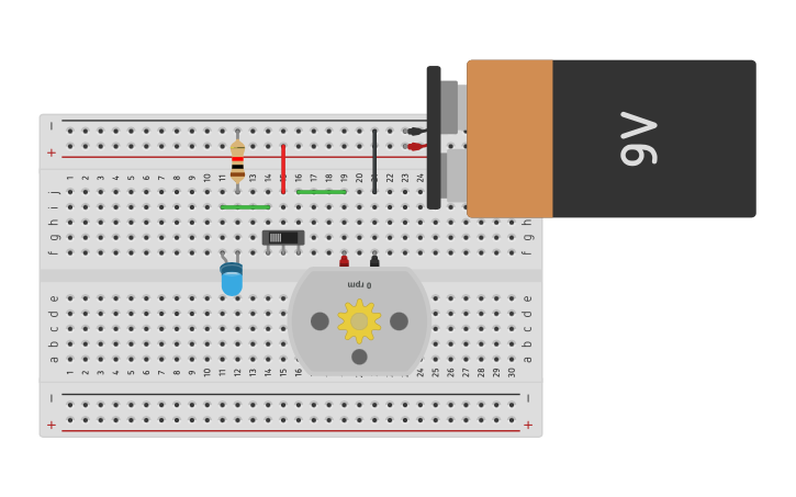 Circuit design Motor/light - Tinkercad
